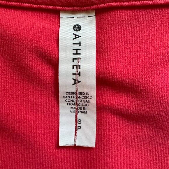 ATHLETA Shanti Scoop Neck 3/4 Sleeve Peasant Top Knit Stretch Pink Red Small - Picture 8 of 10